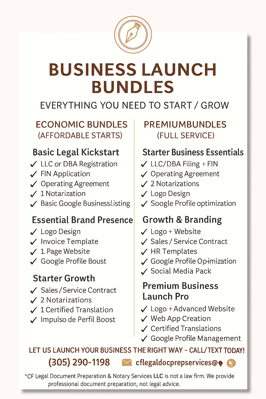 Business Formation & Startup Services  (Servicios de Inicio y Formación de Negocios)