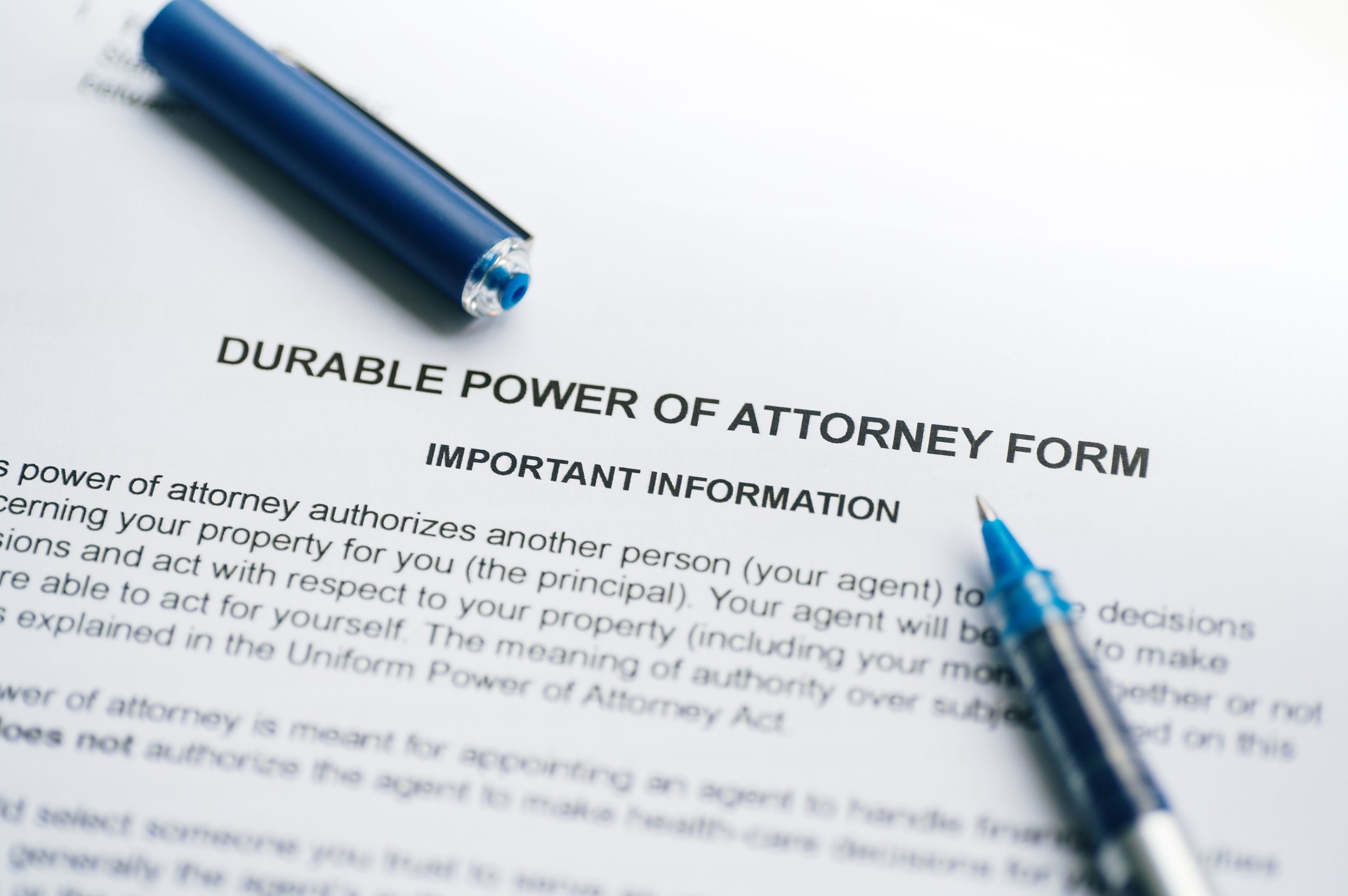 Durable power of attorney form